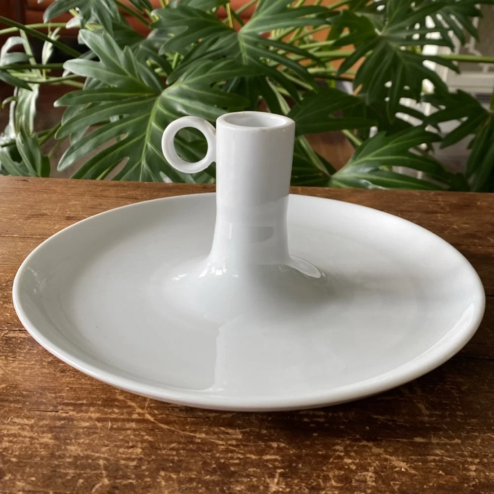 IKEA Oversized White Ceramic Candlestick Holder 10”